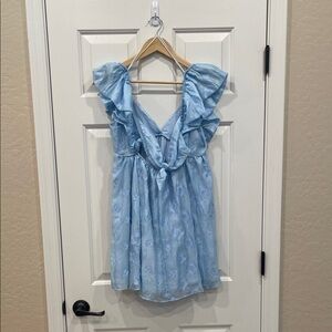 Sky Blue Ruffled Kids Dress